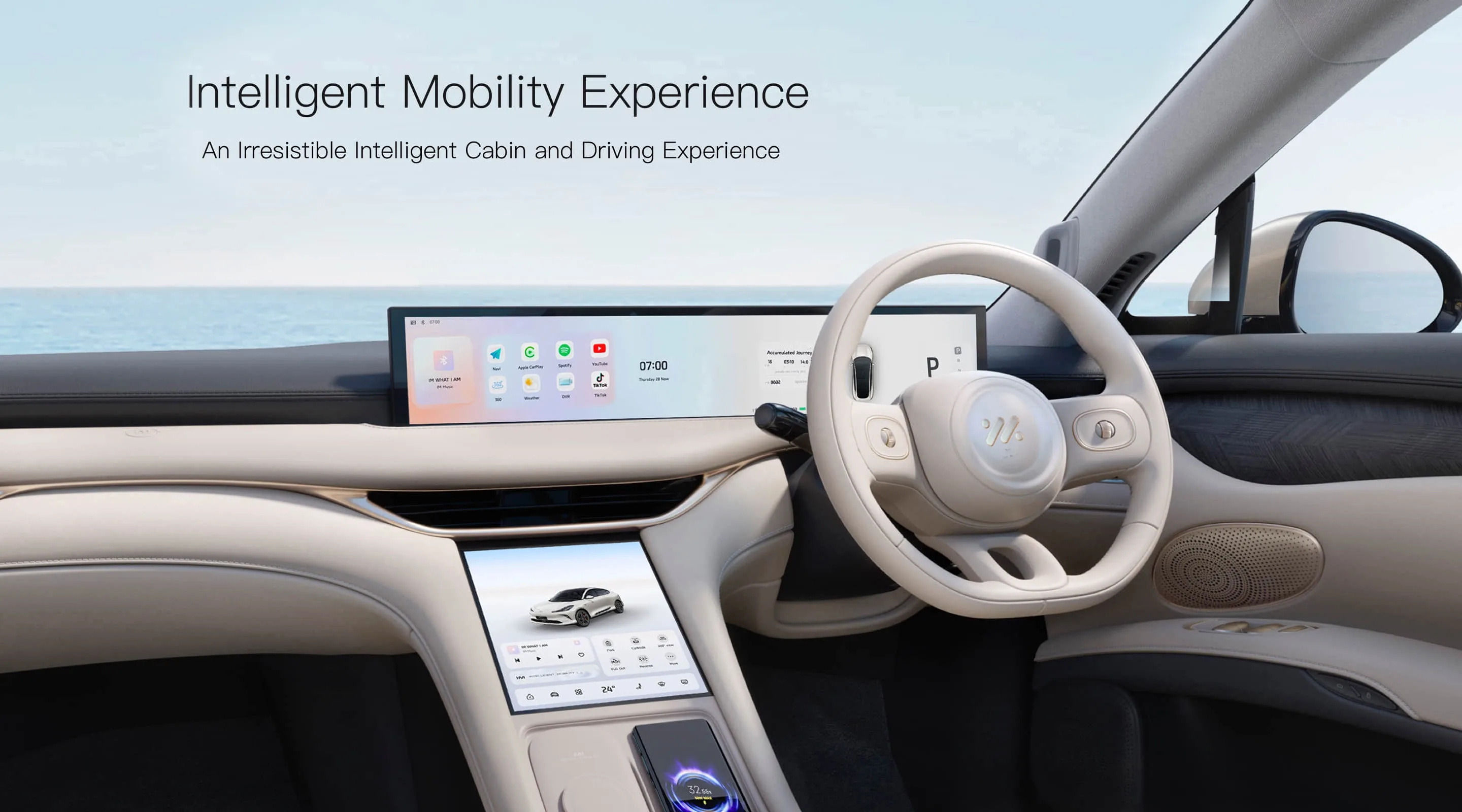 IM6 dashboard with its full-width display and steering wheel